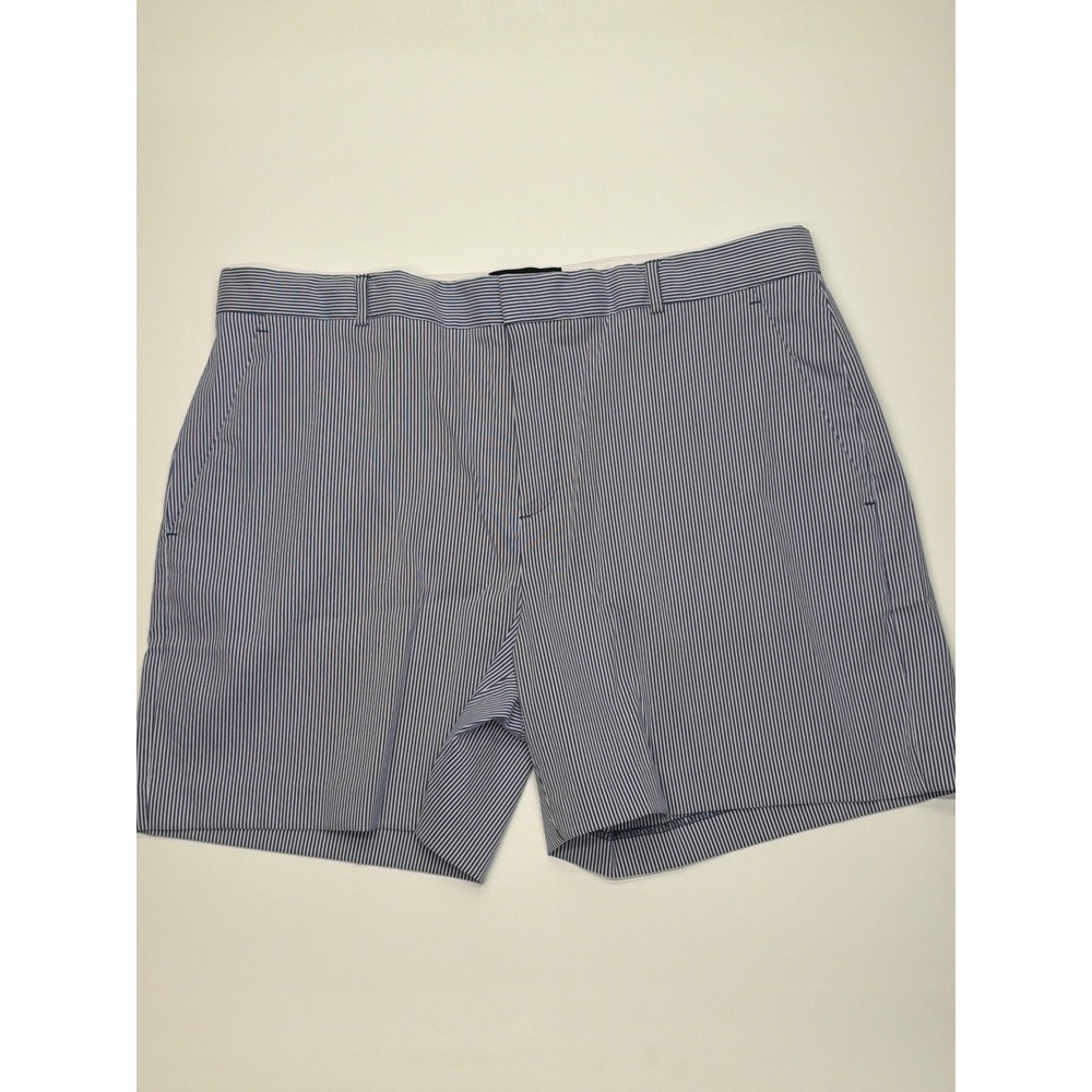 Banana Republic Blue White Pinstripe Shorts Womens 14 Stretch Tailored Summer